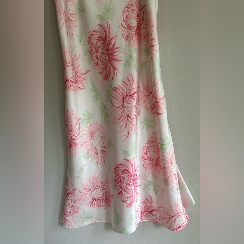 VTG Y2K Pastel Floral Satin Bias Slip Dress Fairy Coquette Romantic Lingerie S - Picture 5 of 9